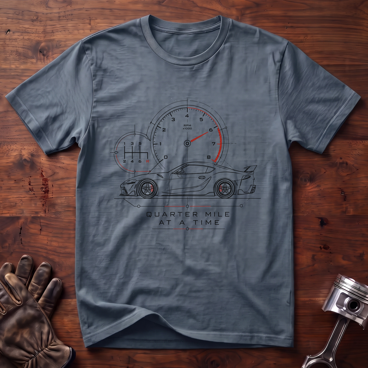 Quarter Mile At A Time Modern Supra T-Shirt