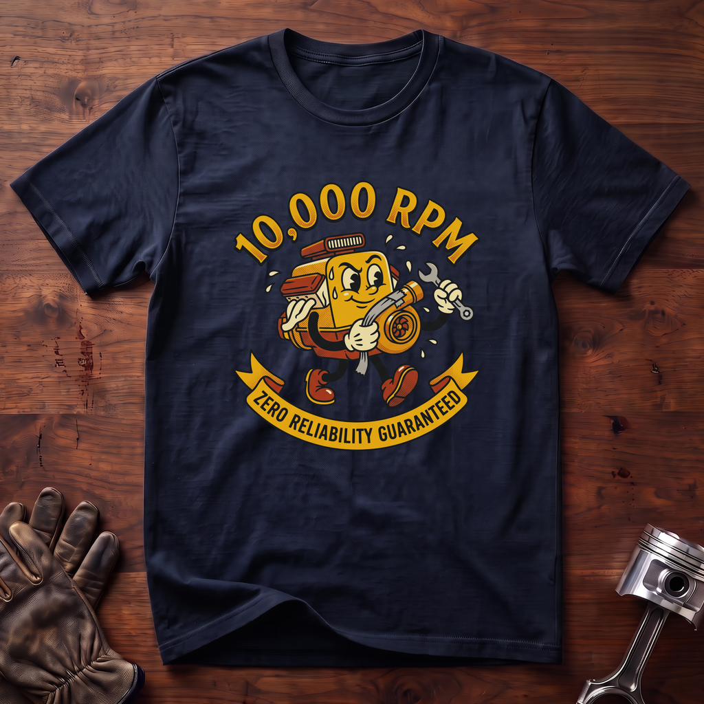 10,000 RPM, Zero Reliability Guaranteed T-Shirt