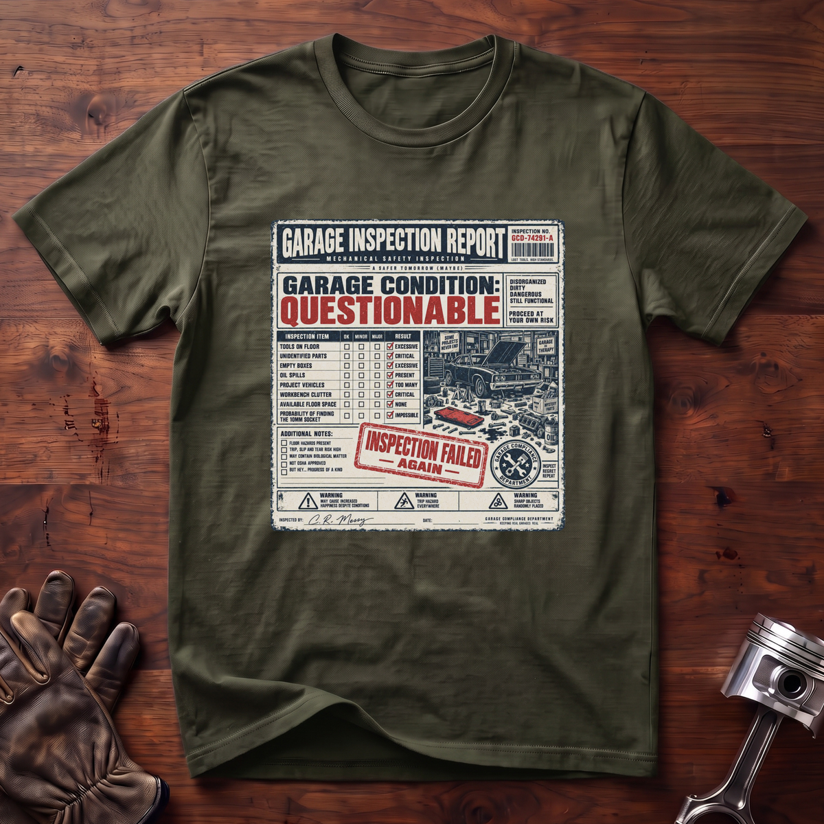 Garage Inspection Report T-Shirt