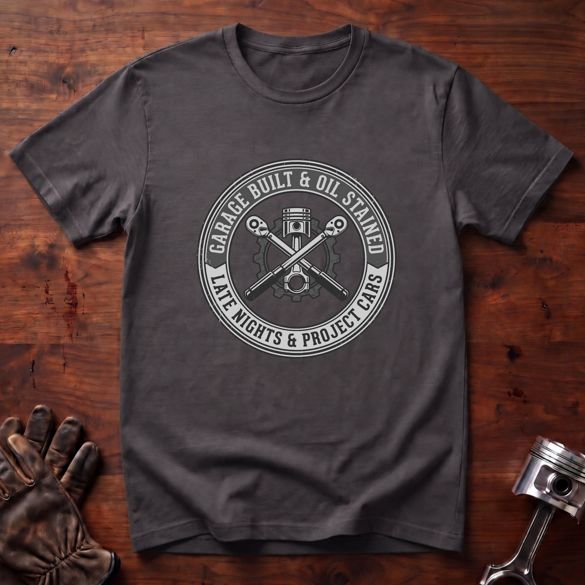 Garage Built & Oil Stained T-Shirt