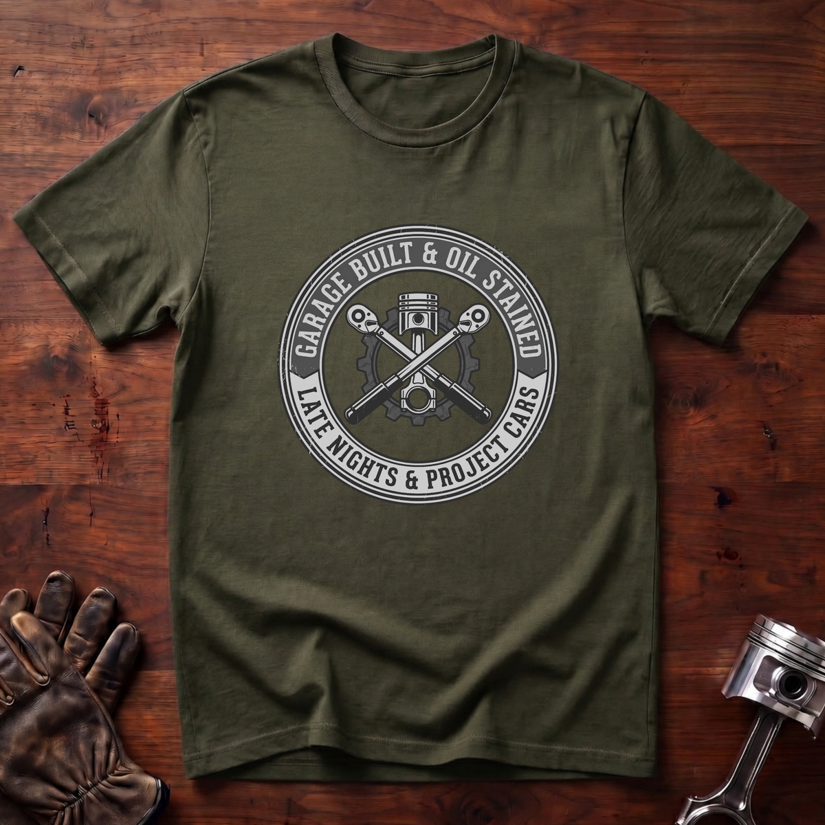 Garage Built & Oil Stained T-Shirt