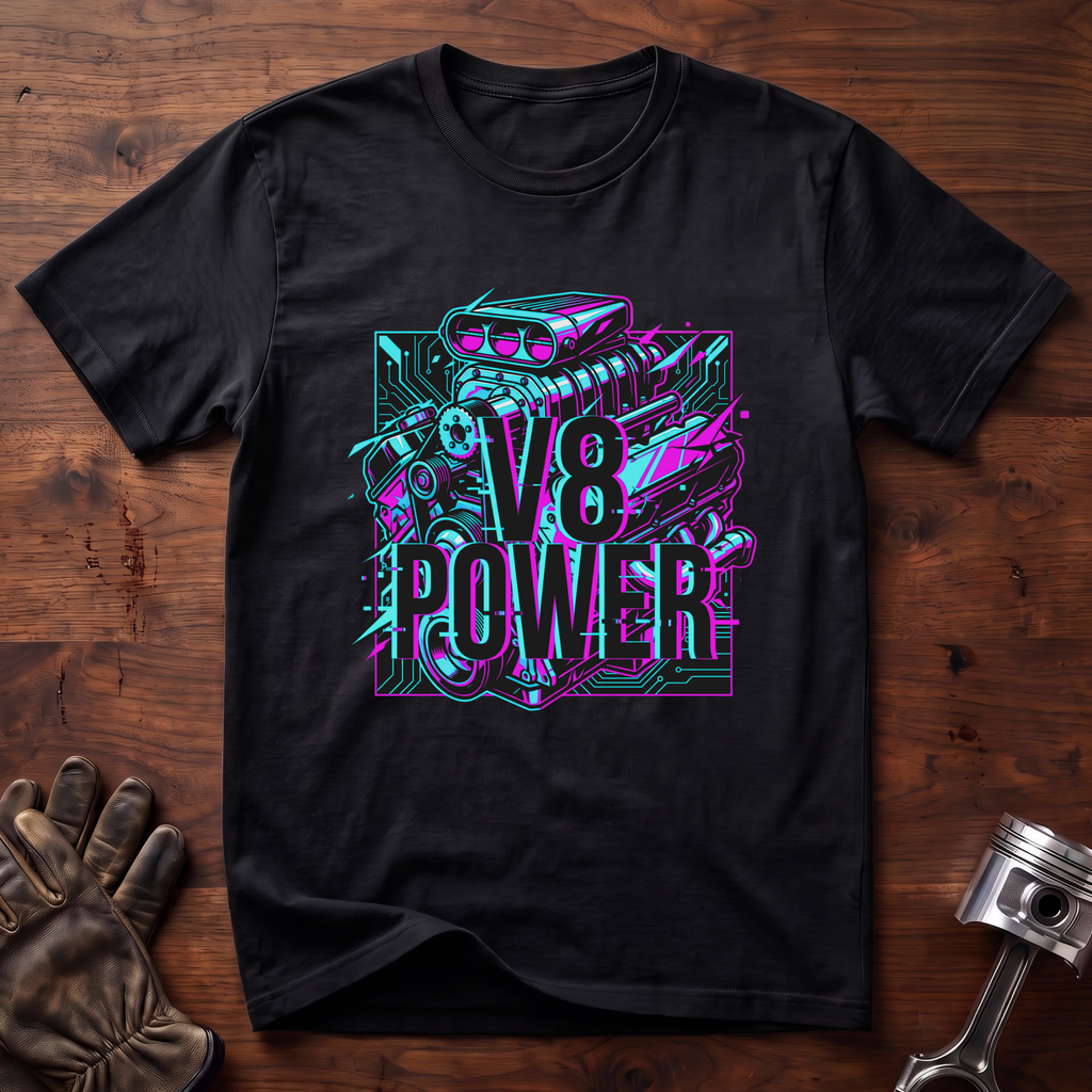 V8 Power Cyberglitch T-Shirt