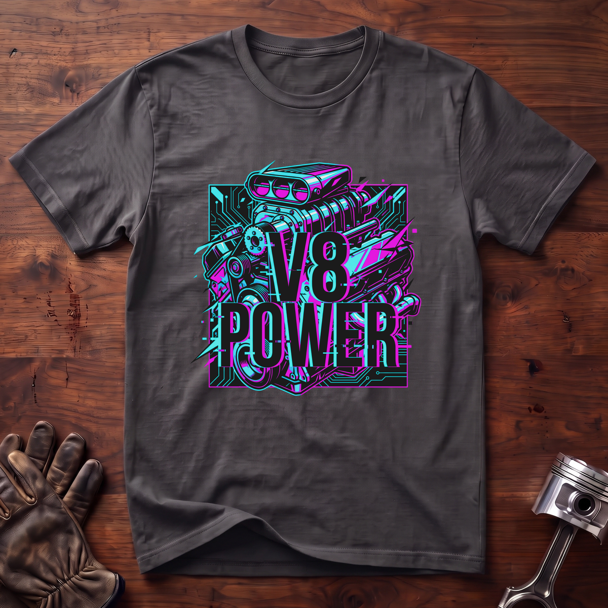 V8 Power Cyberglitch T-Shirt