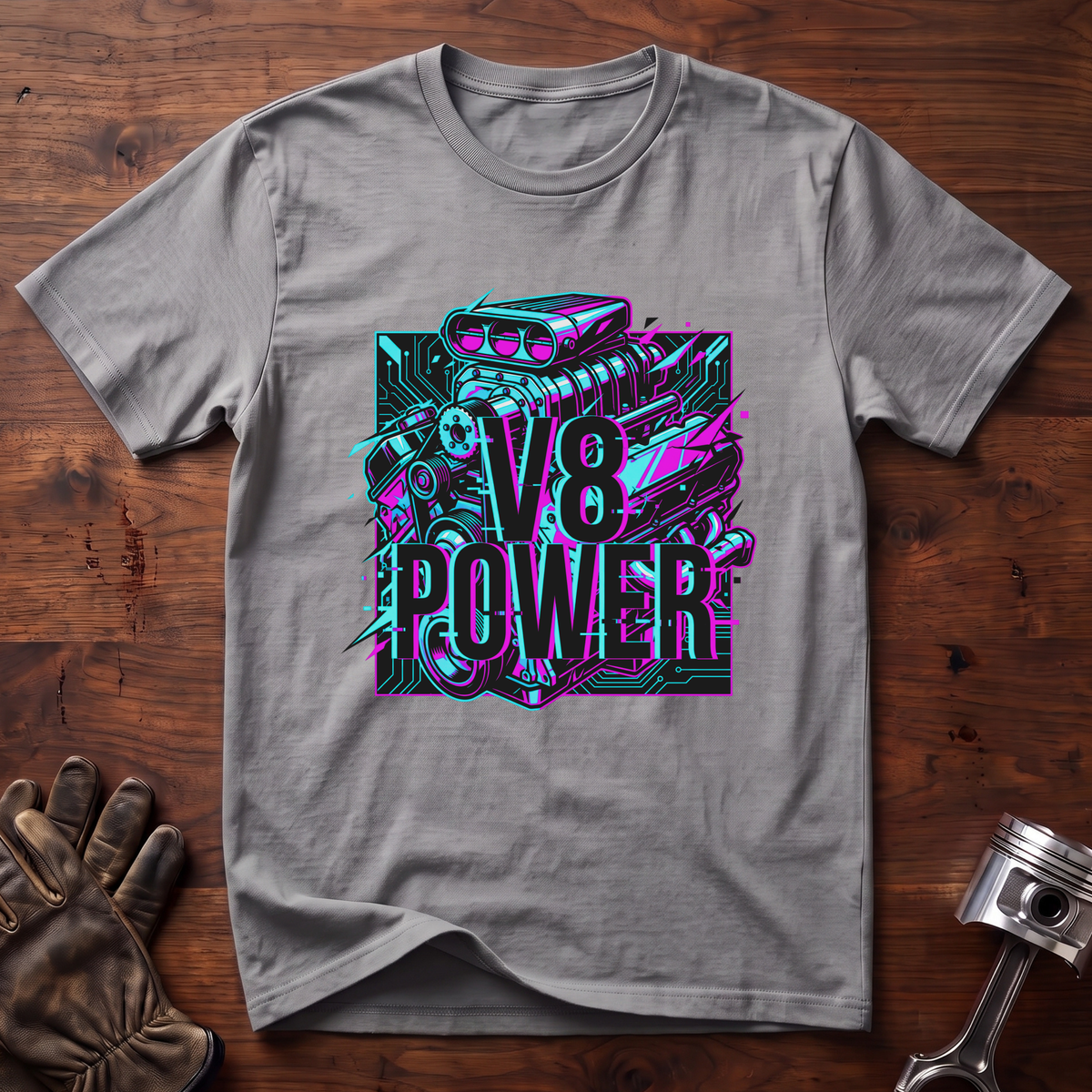 V8 Power Cyberglitch T-Shirt